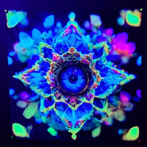 Gazing Into The All -   (Blacklight Psychedelic Tapestry) UV Reactive Fluorescent Wall Hanging