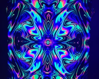 X Factor (Blacklight Tapestry) Trippy UV Reactive Fluorescent Wall Hanging