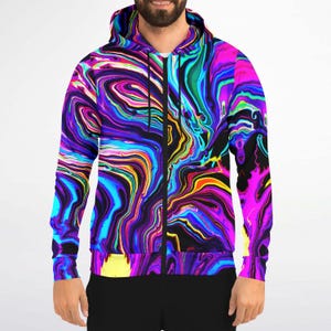 Neon Rift - Hoodie - All Over Print - Psychedelic Festival Clothing (Zipper Optional)