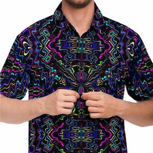 Wonky Portal - Button Down Shirt - Trippy Psychedelic Festival Attire Mens