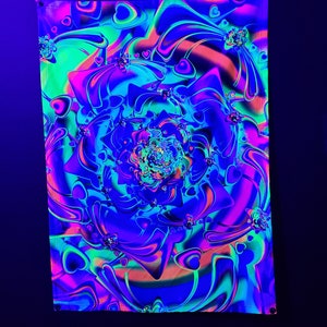 Cosmic Lotus - Blacklight UV Reactive Tapestry Wall Hanging
