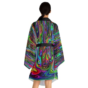 Kimono de lluvia ácida - Túnica psicodélica de manga larga