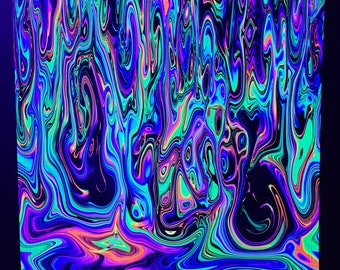 Acid Rain (Blacklight Trippy Tapestry) Psychedelic UV Reactive Fluorescent Wall Hanging
