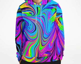 ColorFlow - Bluza z kapturem Rave - Nadruk na całej powierzchni - Odzież na festiwal psychodeliczny