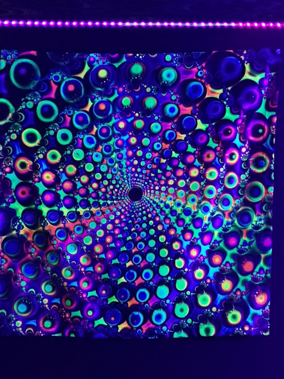 Neon Fractal Portal Blacklight Tapestry UV Reactive Etsy