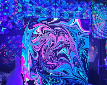 12x12 緑/青抽象画 - Etsy 日本