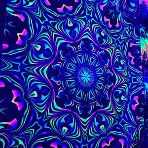 Kaleidoscope Eyes Mandala - Blacklight UV Reactive Tapestry  Wall Hanging