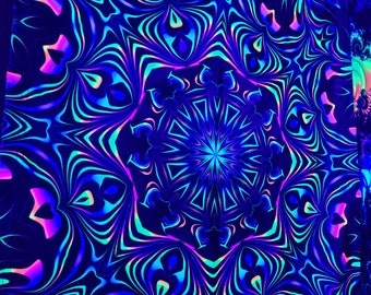 Kaleidoscope Eyes Mandala - Blacklight UV Reactive Tapestry  Wall Hanging