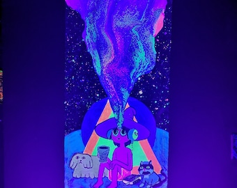 Clancy from the Midnight Gospel - Blacklight UV Reactive Tapestry (Opening the Third Eye) Wall Hanging