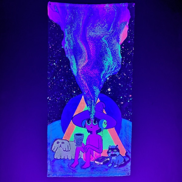 Clancy from the Midnight Gospel - Blacklight UV Reactive Tapestry (Opening the Third Eye) Wall Hanging