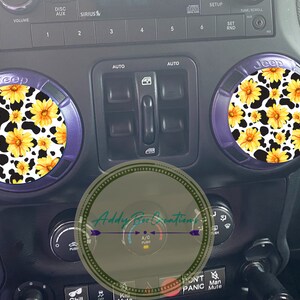 Sunflower and cow print air vent decals