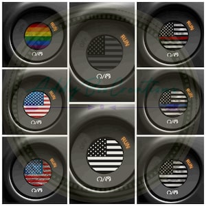 Flag themed push to start button decals