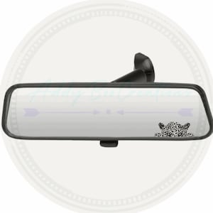 Leopard Peeker rear view mirror/sun visor decal snow leopard