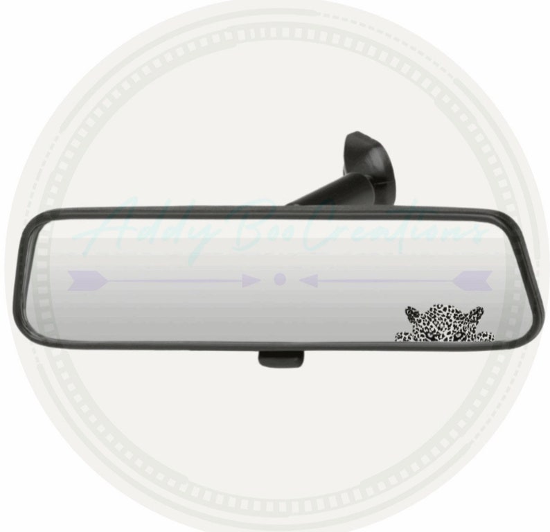 Leopard Peeker rear view mirror/sun visor decal snow leopard