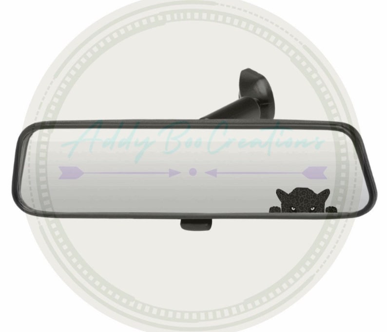 Leopard Peeker rear view mirror/sun visor decal black leopard