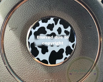 Cow print steering wheel decal