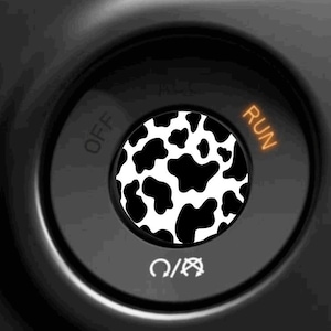 Cow print push to start button decals