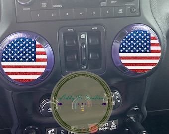 Glitter Look American Flag Air Vent Decals - Set of 4