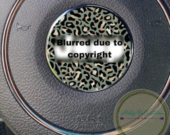 Olive Cheetah glam print steering wheel decal overlay