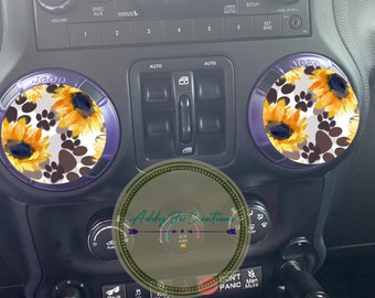 Calcomanías para rejillas de ventilación con estampados de girasoles y perros