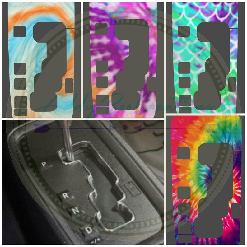 Tie dye themed gear shift plate decals *READ DESCRIPTION image 1