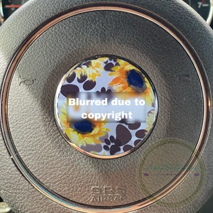 Sunflower and dog paw print steering wheel emblem overlay decal