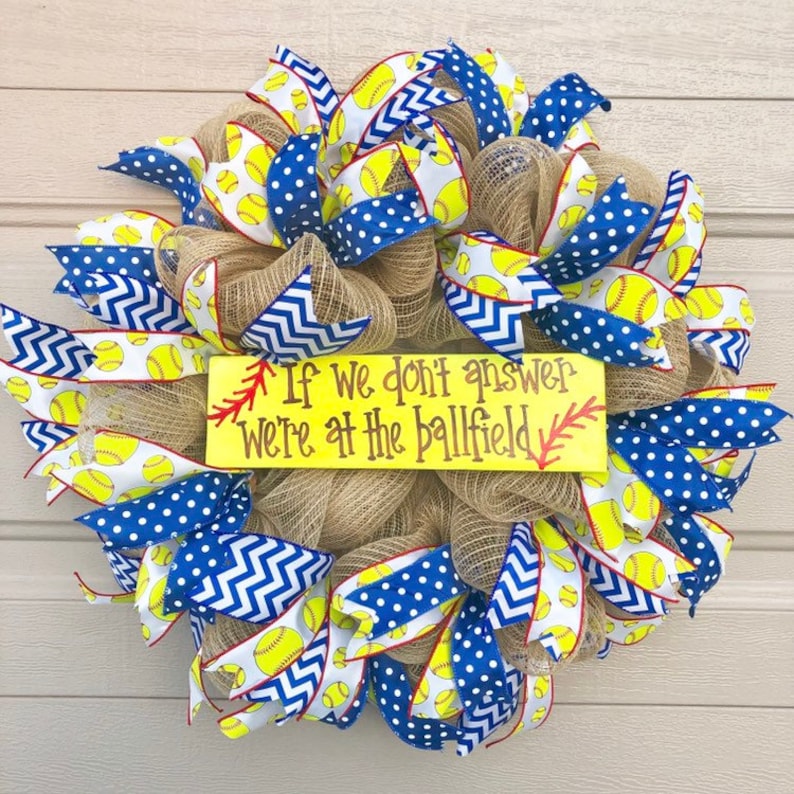 Travel Ball Gift Softball Wreath We/'re at the Ballfield Sports Decor