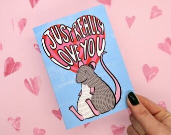 I just really love you rat card | Rat Valentine's day card | Rat Anniversary card | Pet rat card | Fancy rat | Rodent Valentine's day card