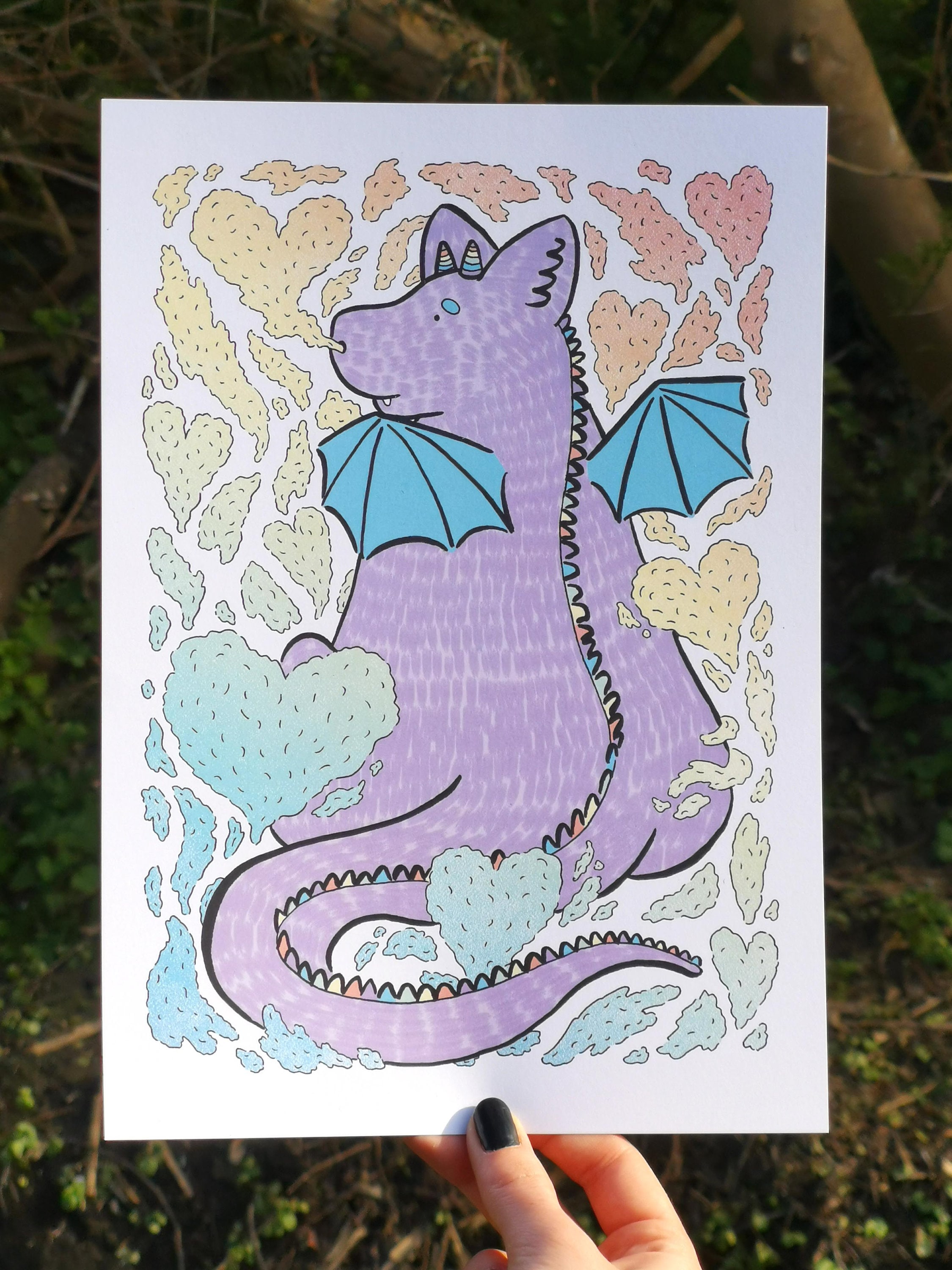 Rainbow Dragon Print | Cute Dragon Illustration | Children's Bedroom ...