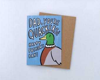 Dad you're quackers! | Duck Father's Day Card | Duck greetings card | Dad card | Fathers day | Gift for dad | Card for dad | Mallard card
