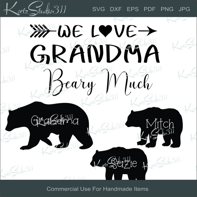 Download SVG We Love Grandma Beary Much Sublimation Instant | Etsy