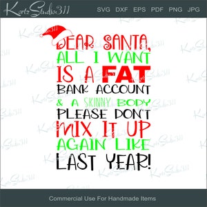 SVG Caro Babbo Natale.... - Download immediato - eps - dxf - File di taglio - Per Cricut - Per Silhouette - File di taglio per uso commerciale - svg272