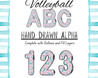 Volleyball Alphabet Set – Sports-Themed Letters & Numbers | PNG Clipart for DIY Team Designs - Sep25Bonus
