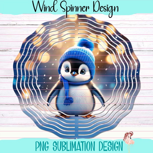 Wind Spinner Design - Sublimation - Instant Download - PNG Digital Graphics - WS82-Winter Penguin