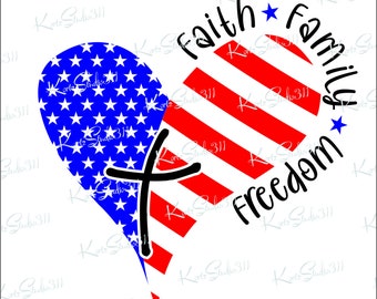 SVG Faith Family Freedom - Sublimation - Instant Download - Cut File - For Cricut - For Silhouette - Commercial Use Cut File - svg215