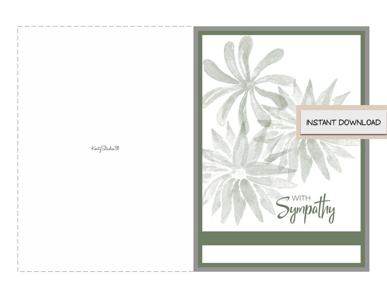 Printable Greeting Card With Sympathy Verse Inside Instant Download SC101 Digital PDF File 5x7 Greeting Card