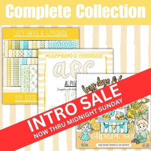 Clipart Design Bundle - Lazy Days and Lemonade - Clipart Box, Digi Papers & Alpha Set | 6.26