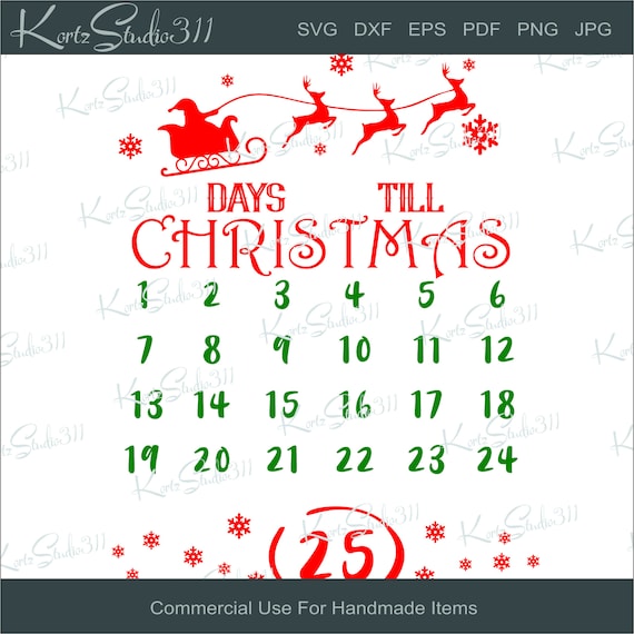 Svg Days Till Christmas Santa Sleigh Instant Download Etsy Svg Days Till Christmas Santa Sleigh Instant Download Etsy