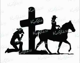 SVG Cowgirl and The Cross - Instant Download - Personal and Commercial Use Cut File - svg54