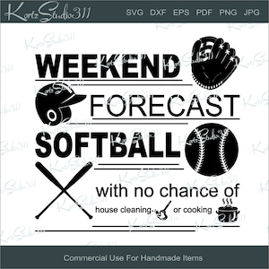 SVG Weekend Forecast Softball - Descarga instantánea - eps - dxf - Archivo de corte - Para Cricut - Para Silhouette - Archivo de corte para uso comercial - svg56
