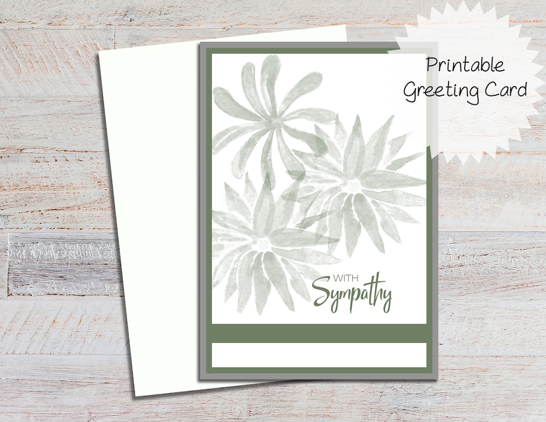 Printable Greeting Card With Sympathy Verse Inside Instant Download SC101 Digital PDF File 5x7 Greeting Card