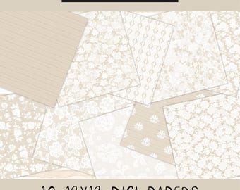 Burlap & Grace Digital Paper Pack | Rustic Wedding Textures with Lace Overlay | 12" x 12" JPGs for Crafts and Sublimation- May25BONUS