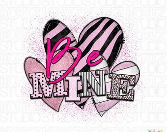 Be Mine Three Hearts Sublimation Design - Digital T-Shirt Graphics  - Instant Download - 45-BeMine