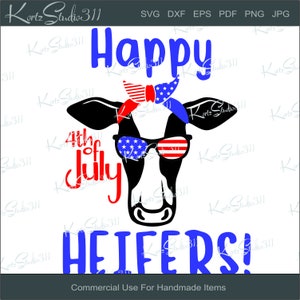 SVG Happy 4th of July Heiffers - Sublimacja - Natychmiastowe pobranie - Plik do cięcia - Dla Cricut - Dla Silhouette - Plik do cięcia do użytku komercyjnego - svg233