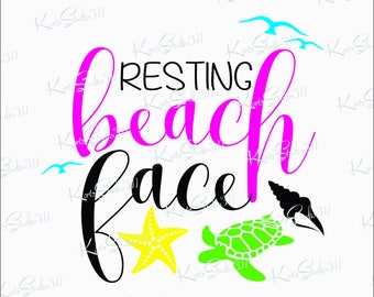SVG Resting Beach Face - Instant Download - Commercial Use Cut File - svg69