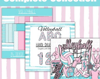Volleyball Clipart Bundle – Sports Graphics, Alphas, and Digi Papers for Crafting, Teams & Tournaments | 50+ PNGs and JPGs | Sep25Bonus
