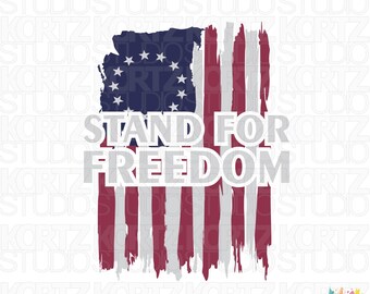 Stand for Freedom SVG PNG – Patriotic American Flag Cross Design – 4th of July Sublimation & Cricut Silhouette Cut File | svg408