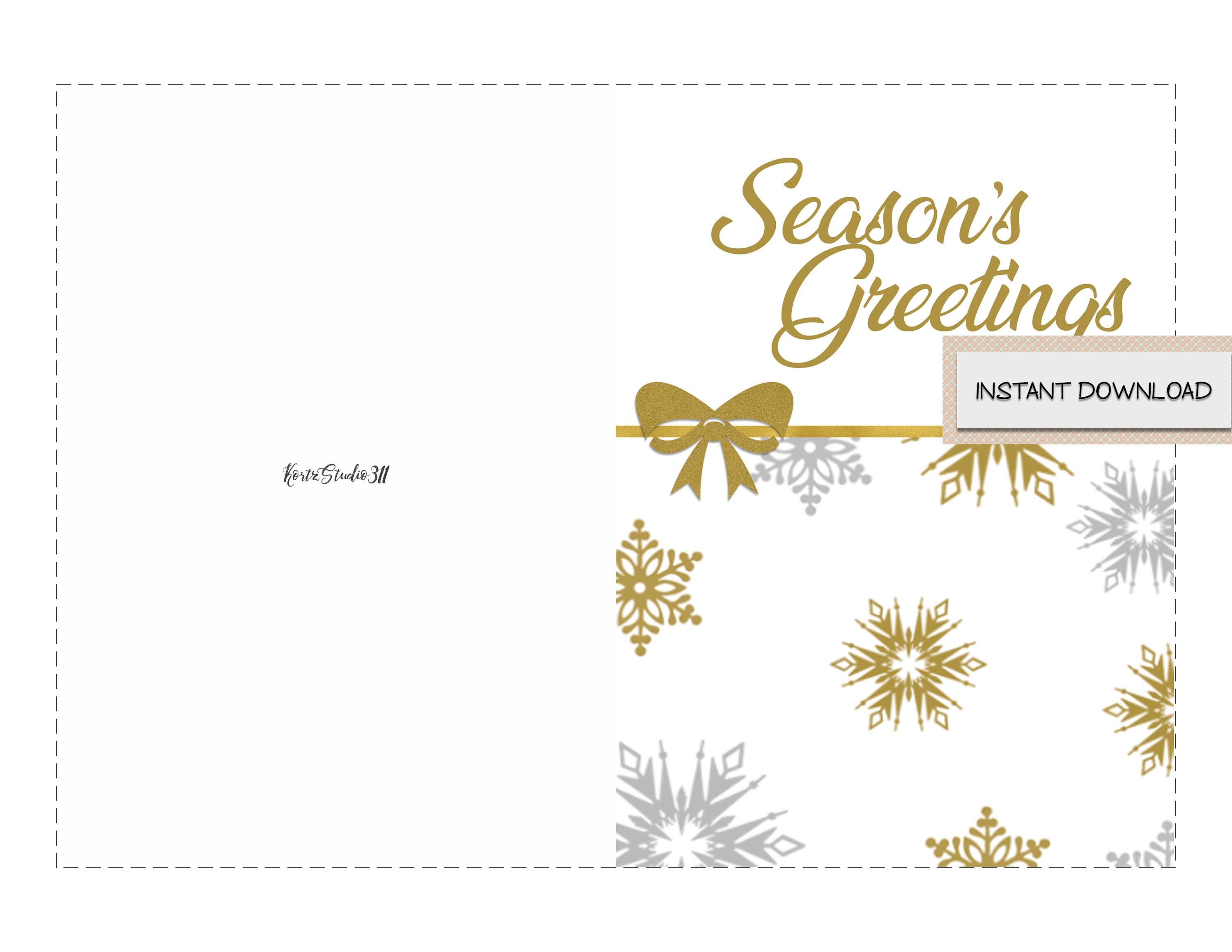Season's Greetings Printable Greeting Card Instant | Etsy