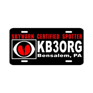 Personalized SKYWARN License Plate Amateur Ham Radio
