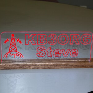 Ham Amateur Radio Personalized Edge Lit Sign